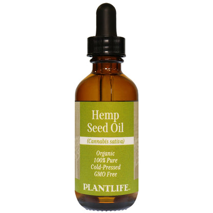 Amber glass bottle of 100% pure Hemp Seed Oil by Plantlife