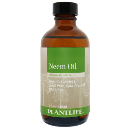 100% pure Neem Oil in amber glass bottle from Plantlife