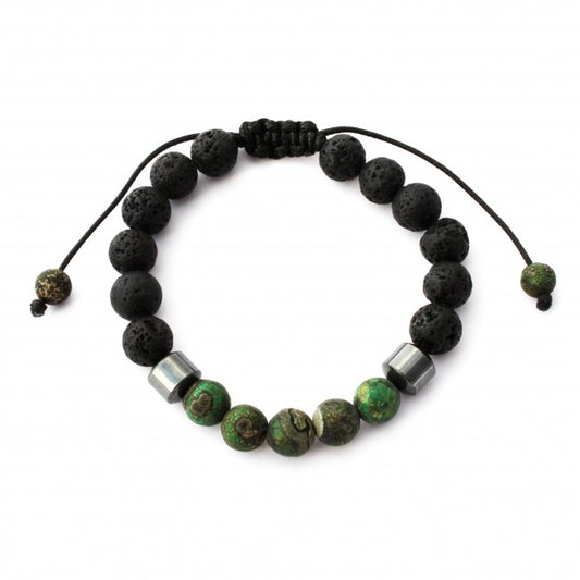 Dark Green Cracked Agate Adjustable Aromatherapy Bracelet