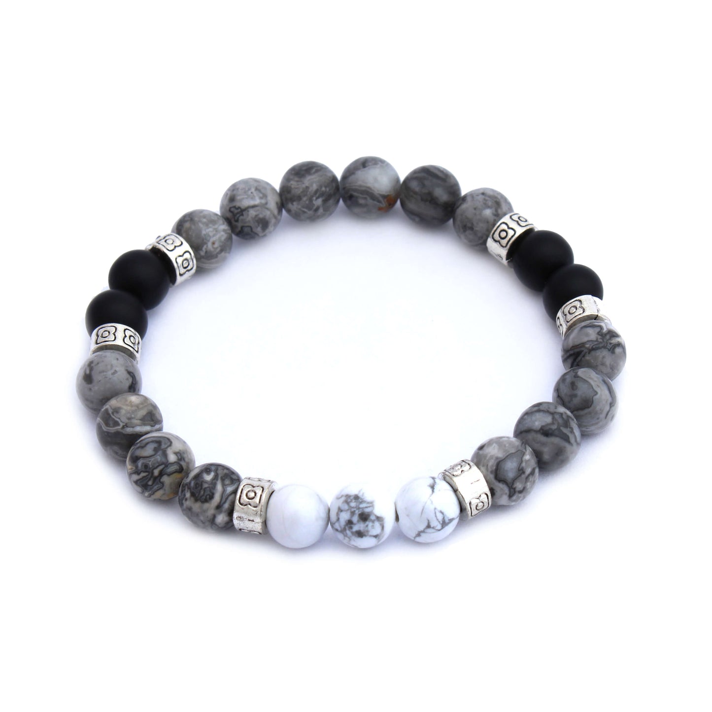 Howlite And Gray Marble Aromatherapy Bracelet