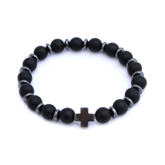 Onyx Cross Aromatherapy Bracelet