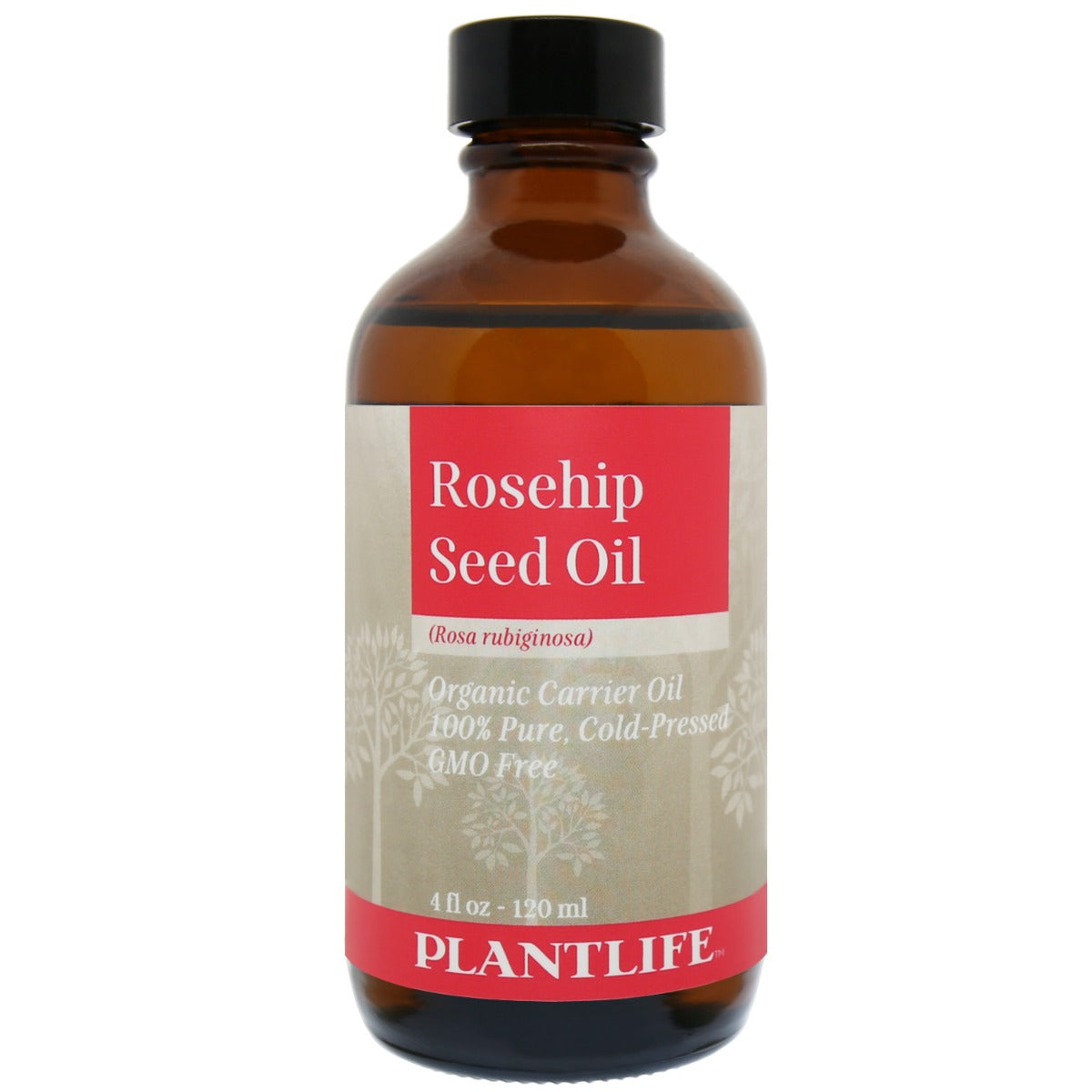 Plantlife Rosehip Seed Oil in amber glass bottle with dropper
