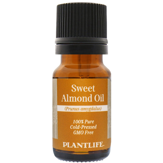 100% pure sweet almond oil in labeled Plantlife packaging