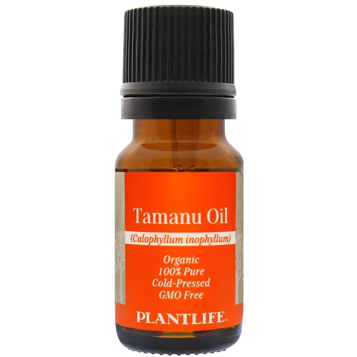 Bottle of cold-pressed tamanu oil with dropper cap